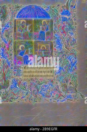 Die vier Evangelisten, Spitz Master (Französisch, aktiv ca. 1415 - 1425), Paris, Frankreich, ca. 1420, Temperafarben, Gold und Tinte auf Pergament, Blatt: 20,2 x 14,9 cm (7 15,16 x 5 7,8 Zoll, von Gibon neu erdacht, Gestaltung von warmem Glanz von Helligkeit und Lichtstrahlen. Klassische Kunst mit moderner Note neu erfunden. Fotografie, inspiriert vom Futurismus, die dynamische Energie moderner Technologie, Bewegung, Geschwindigkeit und Kultur revolutionieren. Stockfoto