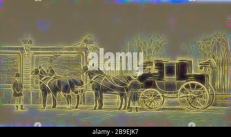 Mail Coach du CTE. Hrsg. de Lambertye, Louis-Jean Delton (Französisch, 1805-1891), Paris, Frankreich, 1865, silberner Albumen-Druck, von Gibon neu erdacht, Design von warmem, fröhlichem Leuchten von Helligkeit und Lichtstrahlen. Klassische Kunst mit moderner Note neu erfunden. Fotografie, inspiriert vom Futurismus, die dynamische Energie moderner Technologie, Bewegung, Geschwindigkeit und Kultur revolutionieren. Stockfoto