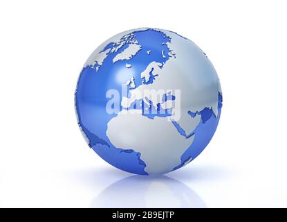 Stilisierter Erdball, Blick auf Europa mit grauen Kontinenten. Stockfoto