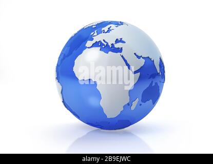 Stilisierter Erdball, Afrika und Europa mit grauen Kontinenten. Stockfoto