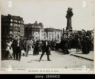 Die Gegend um den Gare de Lyon. Der Stadtrand von Lyon Station, 12. Bezirk, Paris Guerre 1914-1918. Les abords de la gare de Lyon. Les abords de la gare de Lyon, Paris (XIIème arr.). Photographie de Charles Lansiaux (1855-1939), 1914-1918. Paris, musée Carnavalet. Stockfoto