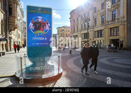 St. Petersburg, Russland - 22. März 2020: UEFA Euro 2020 wegen Coronavirus-Pandemie auf 2021 verschoben Stockfoto