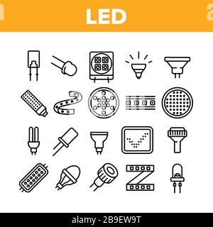 Led-Symbole Für Die Sammlung Von Lampengeräten Setzen Vektor Stock Vektor