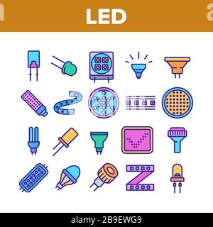 Led-Symbole Für Die Sammlung Von Lampengeräten Setzen Vektor Stock Vektor