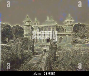 Agra, das Mausoleum des Prinzen Etmd-Dowlah, von The Gate, Samuel Bourne (Englisch, 1834 - 1912), Agra, Indien, um das Jahr 1866, Albumen Silberdruck, von Gibon neu vorgestellt, Design von warmem, fröhlichem Leuchten von Helligkeit und Lichtstrahlen. Klassische Kunst mit moderner Note neu erfunden. Fotografie, inspiriert vom Futurismus, die dynamische Energie moderner Technologie, Bewegung, Geschwindigkeit und Kultur revolutionieren.