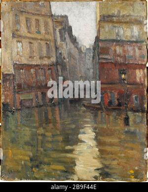 Der Meister Albert Street (Hochwasser von 1910) Germain Bonneton (1874-1914). "La rue Maître-Albert (Fondation de 1910)". Huile sur toile. Paris, musée Carnavalet. Stockfoto