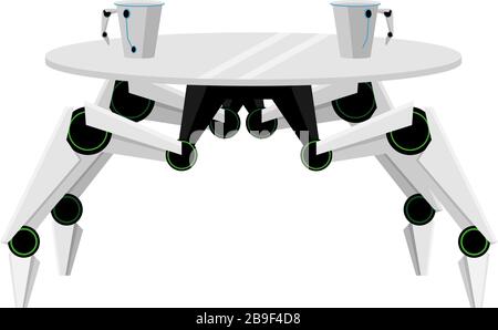 Fantastischer Robotertisch der Zukunft. Vektordarstellung zum Thema Cyborgs und Technologien. Stock Vektor