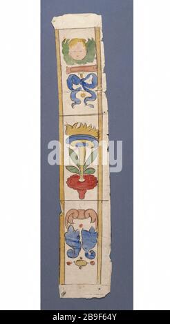 GLASDESIGN ZIVIL: CHEVREUSE - BORDER PROSPER LAFAYE (1806-1883). "Dessin de vitrail: Chevreuse - Bordure, entre in den Jahren um 1875". Paris, musée Carnavalet. Stockfoto