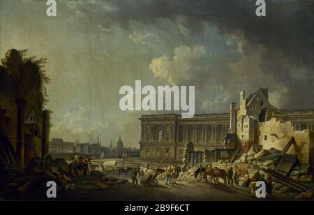 Räumung der Louvre Kolonnade Pierre-Antoine Demachy (1723-1807). 'Dégement de la colonnade du Louvre'. Huile sur toile. Paris, musée Carnavalet. Stockfoto