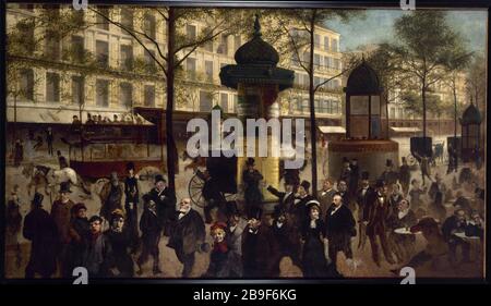 ANDRE GIL - BOULEVARD MONTMARTRE André Gill (Louis-Alexandre Gosset de Guines dit, 1840-1885). Esquisse pour un panorama du Boulevard Montmartre, animé des personnalités parisiennes contemporaines (projeté vers 1880). Paris, musée Carnavalet. Stockfoto