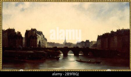 Das Pont-Neuf und das Ile de la Cité, das heutige 1. Und 4. Adolphe Coveley (1802-67). Le Pont-Neuf et l'Ile de la Cité, Paris ( Ier et IVème arr.). Huile sur toile. 1834-1834. Paris, musée Carnavalet. Stockfoto