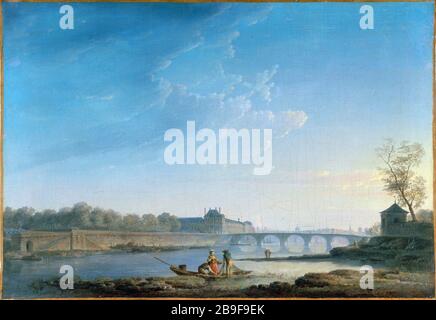 Die Quai des Tuileries, die Pont Royal, die Romper Alexandre Jean Noël (1752-1834). "Le quai des Tuileries, le pont Royal, la Grenouillère". Huile sur toile. Paris, musée Carnavalet. Stockfoto