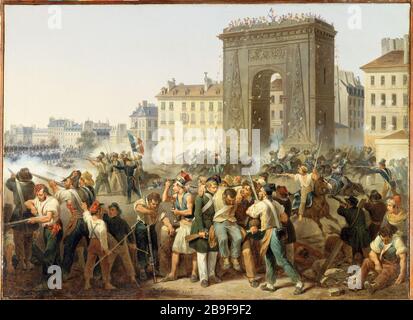 Kampf Porte Saint-Denis 28. Juli 1830 Hippolyte Lecomte (1781-1857), 'Combat de la porte Saint-Denis le 28 juillet 1830'. Huile sur toile, 1830. Paris, musée Carnavalet. Stockfoto