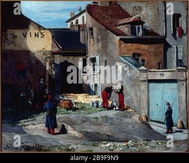 Folge der Kommune, Rue des Rosiers, in Montmartre, Lepère (1849-1918). "Episode de la Commune, rue des Rosiers, à Montmartre", 1875. Huile sur toile. Paris, musée Carnavalet. Stockfoto