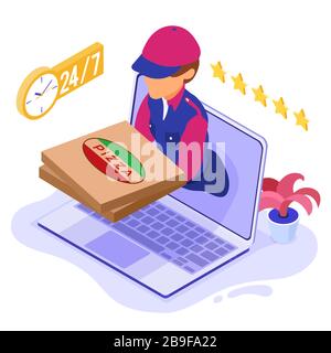 Online-Service für die Lieferung von Lebensmittelpaketen Stock Vektor