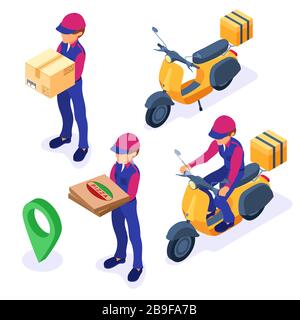 Online-Service für die Lieferung von Lebensmittelpaketen Stock Vektor