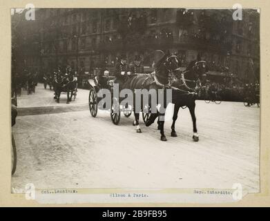 Wilson in Paris Guerre 1914-1918. "Wilson à Paris". Le président des Etats-Unis Woodrow Wilson en calèche à Paris lors du défilé de décembre 1918. Photographie de Charles Lansiaux (1855-1939). Paris, musée Carnavalet. Stockfoto