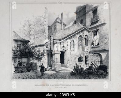 TREPPE DER ALTEN GESCHÄFTSHOFSTRASSE DES KREUZGANGS SAINT MERRY Lancelot-Théodore Turpin de Crisse (1782-1859). "Escalier de l'ancien Tribunal de Commerce, rue du Cloître Saint-Merry". Paris, musée Carnavalet. Stockfoto