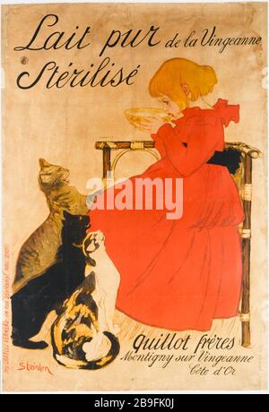 REINE MILCH DER STERILISIERTEN VINGEANNE Théophile Alexandre Steinlen (1859-1923); Imprimerie Charles Verneau. "Lait pur de la Vingeanne Stérilisé". Affiche. Lithographie couleur. 1894. Paris, musée Carnavalet. Stockfoto
