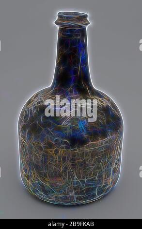 Zylindrische Flasche Wein, Uhr Modell, Wein Flasche Flaschenhalter Boden finden Glas, geblasen und im Formenbau, mundgeblasenem Glas Anwendung Zylindrische (Wein gegossen) Flasche in Klar Grün Glas uhr modell. Pontil mark unter breiten umgekippt (h 4,5 cm) unten gerade Körper Schultern zu konvexen und leicht verjüngt Hals mit runden unregelmäßig abgeflacht Glas Draht und schlampig flach abfallenden Lippe Archäologie Paket Stockfoto