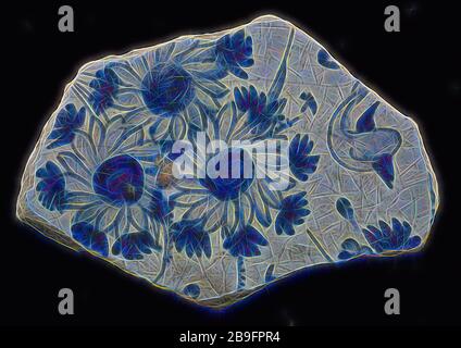 Fragment majolika Teller, Blau auf Weiß, Blumen, Teller Geschirr halter Boden finden Keramik Keramik Glasur, Op fried Archäologie Essen verzieren servieren China Stockfoto