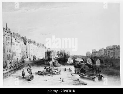 MARIE BRÜCKE, die sich auf die Brücke von Sigmond Himely. "Le pont Marie". Paris, musée Carnavalet. Stockfoto