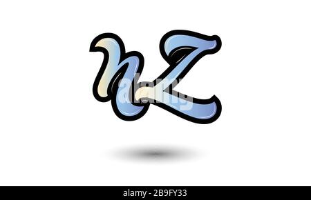Vektor-Vorlage für NZ-Logo-Design mit Anfangsbuchstaben für Monogramme. NZ Letter Logo Design Stock Vektor