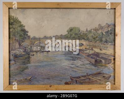 DIE MARIE-BRÜCKE 1899 Frédéric-Anatole Houbron (1851-1908). "Le Pont Marie en 1899". Pastell. Paris, musée Carnavalet. Stockfoto