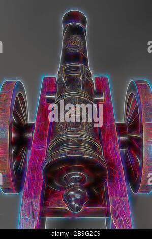 Johannes Specht (1699-1763), Dekorative Waffe oder Signal Pistole, ornamentalen Cannon signal Pistole cannon Bronze, der Erschließung 30.0 werfen gelangweilt vor dem Laden der Waffe auf affuit von hinten: Flache runde Knopf in der Mitte hoch gewölbten (Grape) durch glatte Rückseite Schleife gefolgt. Kulas mit Beschriftung und Abbildung Profil Bands, zwischen denen ein Motiv von Kleeblatt in der Mitte von Kleeblatt Motiv um die Sonne. Ersten anstich Stück Familie Waffe in Kartusche der Schriftrollen und Ranken. Zweiten antippen Stück an der Oberseite der beiden Griffe in Form von Delfinen auf den Seiten runden Armaturen. Vordere Zylinder Emblem der Admiralität auf der M Stockfoto