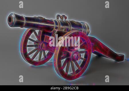 Johannes Specht (1699-1763), Dekorative Waffe oder Signal Pistole, ornamentalen Cannon signal Pistole cannon Bronze, der Erschließung 30.0 werfen gelangweilt vor dem Laden der Waffe auf affuit von hinten: Flache runde Knopf in der Mitte hoch gewölbten (Grape) durch glatte Rückseite Schleife gefolgt. Kulas mit Beschriftung und Abbildung Profil Bands, zwischen denen ein Motiv von Kleeblatt in der Mitte von Kleeblatt Motiv um die Sonne. Ersten anstich Stück Familie Waffe in Kartusche der Schriftrollen und Ranken. Zweiten antippen Stück an der Oberseite der beiden Griffe in Form von Delfinen auf den Seiten runden Armaturen. Vordere Zylinder Emblem der Admiralität auf der M Stockfoto