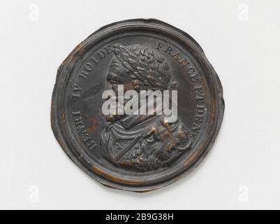 Heinrich IV. (1553-1610, Paris), König von Frankreich und Navarra (1572-1610) Henri IV (1553-1610 à Paris), roi de France et de Navarra (1572-1610). Cuivre repoussé. Paris, musée Carnavalet. Stockfoto