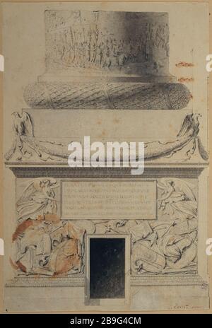 Sockel von Trajans Säule in Rom Anonyme. Piédestal de la colonne Trajane à Rom. Pflaume, lavis d'encre de Chine. Paris, musée Carnavalet. Stockfoto