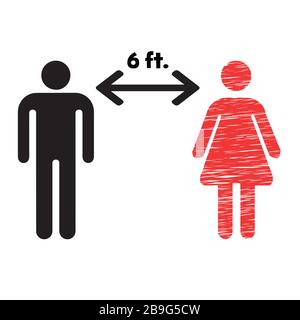 Symbol Für Soziale Distanzierung Vektor-Abbildung Stock Vektor