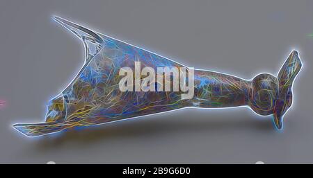 Bruchstück eines Teils des Fußes und des Stammes des Kelches, Trinkglas Trinkgeschirr Tafelgeschirr Halter Erde finden Glas, handgeblasene Bruchstelle eines Teils des Stammfußes und einen Teil des Kelchs in klarem farblosem Glas. Pontil-Markierung unter leicht aufsteigendem Fuß massiver Stamm auf konvexer Knospe und kontinuierlich bis Kelch am Übergang leicht eingedrückte Funnel-förmige glatte Kelch-Archäologische Bodenfindung: Lockere Funde gießen Stockfoto