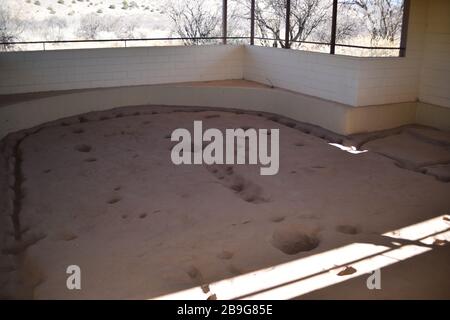 Rim Rock, AZ., USA, 13. Januar 2018. Pit House in Montezuma Well Teil des Montezuma Castle National Monument. Sinagua-Indianer besetzten 900 bis 1125 Stockfoto