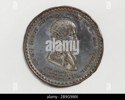 Jean-Andoche Junot, Herzog von Abrantes, sagte "The Tempest" (1771-1813), französischer General, Generaloberst von Hussars, Gouverneur von Paris (1801) nach 1801 Jean-Andoche Junot, duc d'Abrantès, dit " la Tempête", (1771-1813), général français, Colonel général des Hussards, gouverneur de Paris 1801, après (1801). Cuivre argenté repoussé. Paris, musée Carnavalet. Stockfoto