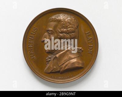 Franz Joseph Haydn (1732-1809), österreichischer Komponist nach 1861 Jacques-Edouard Gatteaux (2,8-1881). Franz Joseph Haydn (1732-1809), Compositeur autrichien, après 1861. Bronze. Paris, musée Carnavalet. Stockfoto