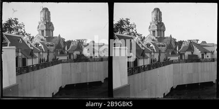 INTERNATIONALE AUSSTELLUNG HOUSE CHINESE 1937 Pavillon Chinois, Ausstellung Internationale de 1937. Paris, 1937. Vue stéréoscopique. Paris, musée Carnavalet. Stockfoto