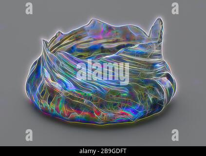 Fragment der Fuß, Boden und Wand aus Wellpappe Schale, Glas trinken Besteck Geschirr halter Boden finden Gläsernen Wald Glas, geblasen und gebildet werden und twisted Glas Drähte Fragment der Fuß unten und ein Teil der Wand der Becher in klares Licht grünes Glas (Glas) ist auf dem Fuß Rand vertikal sind 15 Glas Gewinde befestigt, scharf nach links am Übergang von den Fuß an der Wand; laufen schräg nach oben in den Kelch. pontil Mark unter dem leicht erhöhten unteren (1,6 cm). Fuß der Wand stark verjüngt. Sockel (4 cm statt 5,1 cm) Archäologie Rotterdam rail Tunnel d Stockfoto