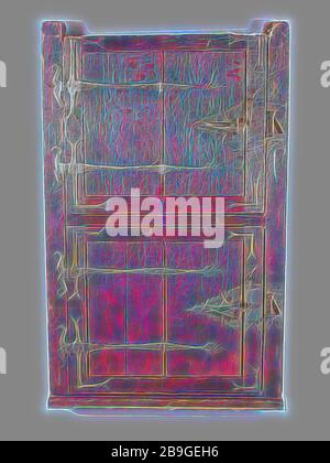 Mit zwischen Schwelle und zwei schwenkbare Fenster mit Glasmalerei, Glasfenster Gebäude Teil Holz Eichenholz Schmiedeeisen Glas führen Metall, Wasser Tisch 8,9 gesägt austauschbar geschmiedet verzinnte cast Fenster mit zwei Tür Klappfenster mit Glas-in-jeder lood mit Klappläden Wasser Listen auf Vorder- und Rückseite. Stark modifizierte schmiedeeisernen Schlösser und Scharniere unbemalt Charlois Innenraum Rotterdam Stockfoto