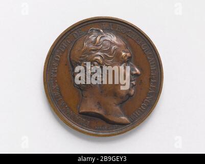 François Alexandre Frédéric de La Rochefoucauld, Herzog von Liancourt, dann Herzog von La Rochefoucauld (1796), Pair von Frankreich (1747-187), Politiker, französischer Wissenschaftler und Philanthrop, 1829 Jacques-Jean Barre (1793-1855). François XII Alexandre Frédéric de La Rochefoucauld, duc de Liancourt, puis duc de La Rochefoucauld (1792), Pair de France (1747-1827), homme politique, scientifique et philanthrope français, 1829. Bronze. Paris, musée Carnavalet. Stockfoto