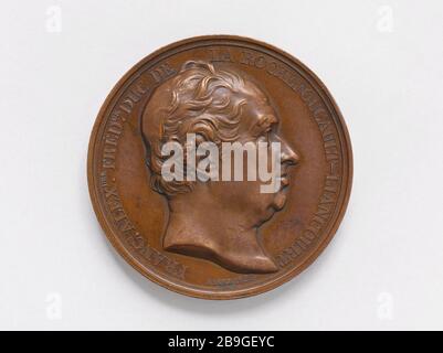 François Alexandre Frédéric de La Rochefoucauld, Herzog von Liancourt, dann Herzog von La Rochefoucauld (1796), Pair von Frankreich (1747-187), Politiker, französischer Wissenschaftler und Philanthrop, 1829 Jacques-Jean Barre (1793-1855). François XII Alexandre Frédéric de La Rochefoucauld, duc de Liancourt, puis duc de La Rochefoucauld (1792), Pair de France (1747-1827), homme politique, scientifique et philanthrope français, 1829. Bronze. Paris, musée Carnavalet. Stockfoto
