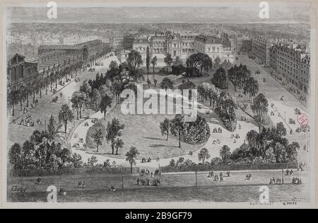 Platz du Temple, Auguste-Victor Deroy (1825-1906) d'après Ernest Philippe Boetzel (1830-1920). 'Square du Temple'. Paris (IIIème arr.). Bois gravé. Paris, musée Carnavalet. Stockfoto