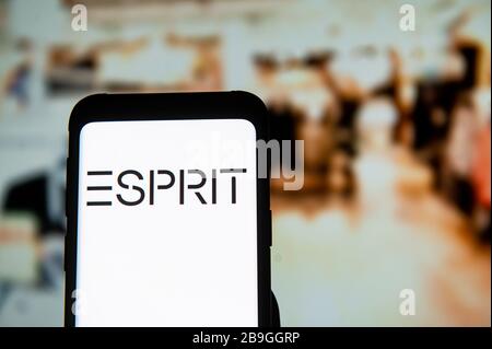 Polen. März 2020. In dieser Abbildung wird ein Esprit-Logo auf einem Smartphone angezeigt. Kredit: Mateusz Slodkowski/SOPA images/ZUMA wire/Alamy Live News Stockfoto