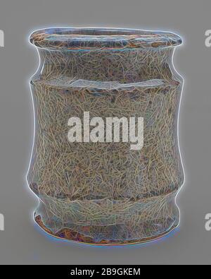 Töpferei Salbe jar, hohes Modell, glasiert mit voller grauen Farbe, Salbe jar pot Halter Boden finden Keramik Steingut Glasur tinglaze, Hand - gedreht gebackene verglast, hohe Form mit kantigen Übergänge an den Engstellen am Fuß und Schulter. Grau-weiß Innen und Außen verglast. Cremefarbene shard unklar, ob die Farbe grau gesprenkelt Absicht war oder Zusammenfluss der Vermischung von bleibt der Glasur Archäologie Rotterdam Dreieck Delftsevaart health care indigenen Töpferei Verpackung Apotheke verkauft Medizin Droge Handwerk Boden Entdeckung: Gefunden in Delftse Vaart beim Ablassen Teil dieses Wasser f Stockfoto