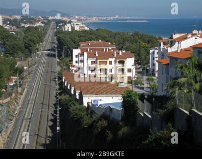 Spaniens Region Tarragona: Die Küstenlinie zwischen den Städten Tarragona und Barcelona Stockfoto