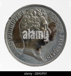 Sonderprüfung für das 5-Franken-Stück von Louis Philippe, 1830 Nicolas-Pierre Tiolier (1784-1853). Essai particulier pour la pièce de 5 Francs de Louis-Philippe, 1830. Etain. 1830. Paris, musée Carnavalet. Stockfoto