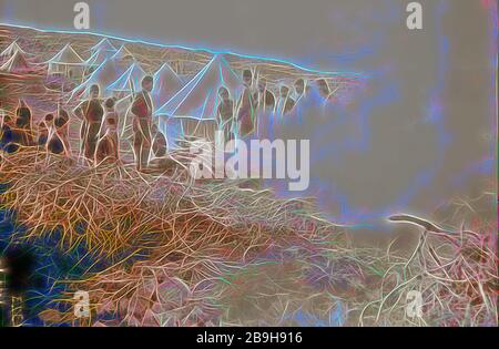 Der Samariter Ostern am Mt. Garizim Heizung den Ofen. 1900, West Bank Stockfoto