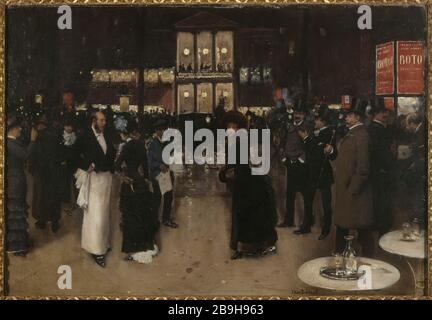 BOULEVARD MONTMARTRE THEATER ZUR VIELFALT, DIE NACHT JEAN BÉRAUD (1849-1936). "Le Boulevard Montmartre devant le théâtre des Variétés, la nuit". Paris, musée Carnavalet. Stockfoto