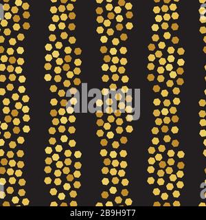 Streifen goldener Hexagons nahtloses Vektormuster Stock Vektor